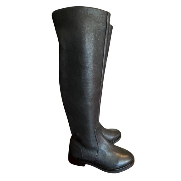 NEW Gianni Bini Genuine Leather Over the Knee Flat Riding Boots in Black Sz. 5.5 - Picture 1 of 4